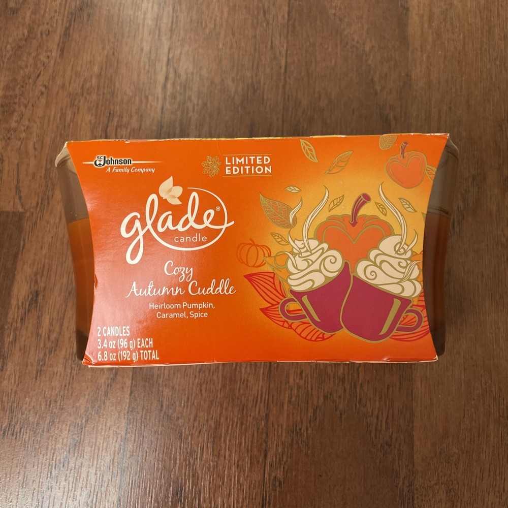 Glade Candle Cozy Autumn Cuddle 2016 Two Candle Pack 3.4oz Each NOS